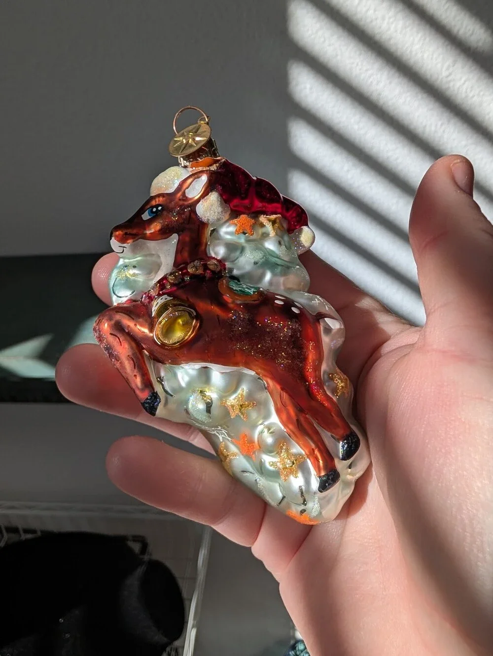Radko DASH-HER Flying Reindeer Dasher Glass Christmas Ornament 00-991-0